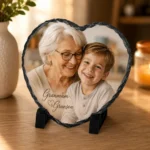 Personalised Heart Photo Rock Slate - 15 × 15 cm